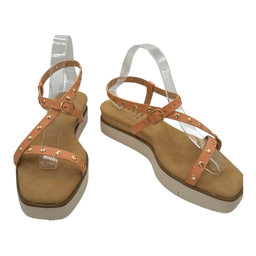 Journee Collection Lindsay Blush Studded Platform Sandals Size 9 NIB